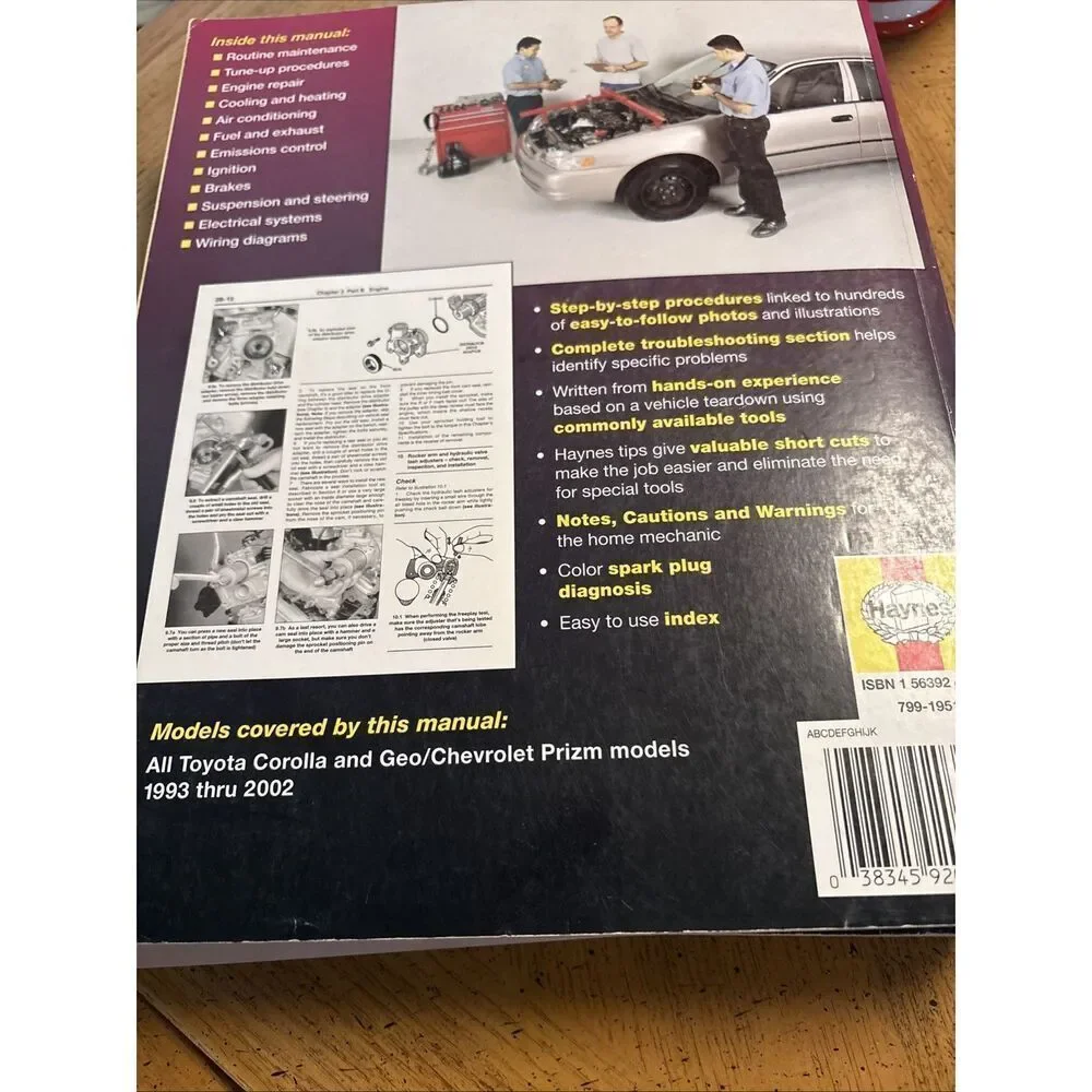 Haynes Publications 1993 Thru 2002 Repair Manual Toyota Corolla,Geo & Chev Prizm